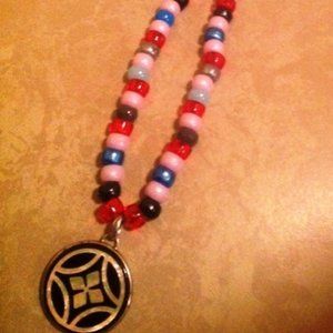 Asian Countryside Beaded Pendant Necklace